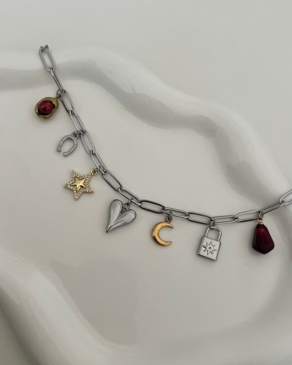 Two Toned Baddie Charm Bracelet