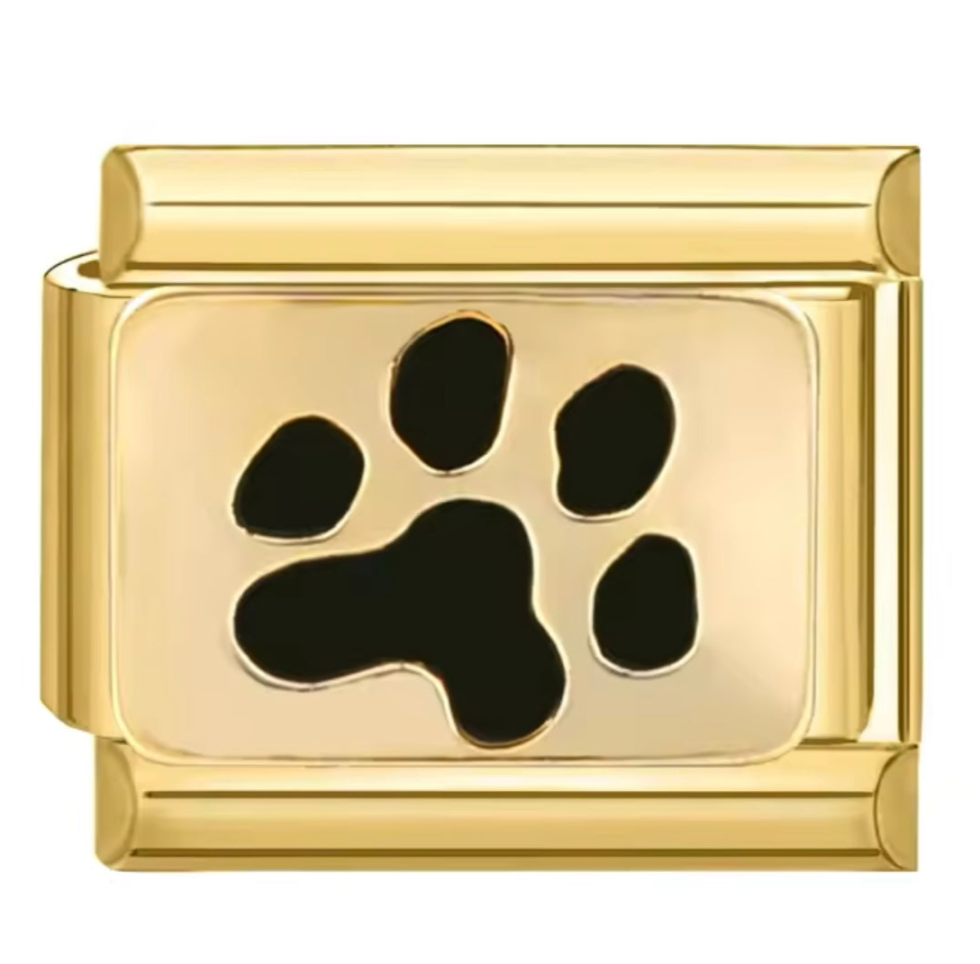 Dog Paw Yellow Gold Italian Charm