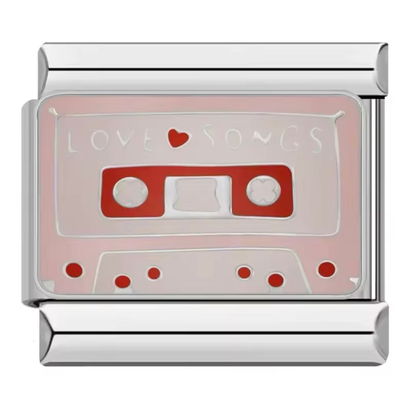 Pink Love Casette Silver Italian Charm