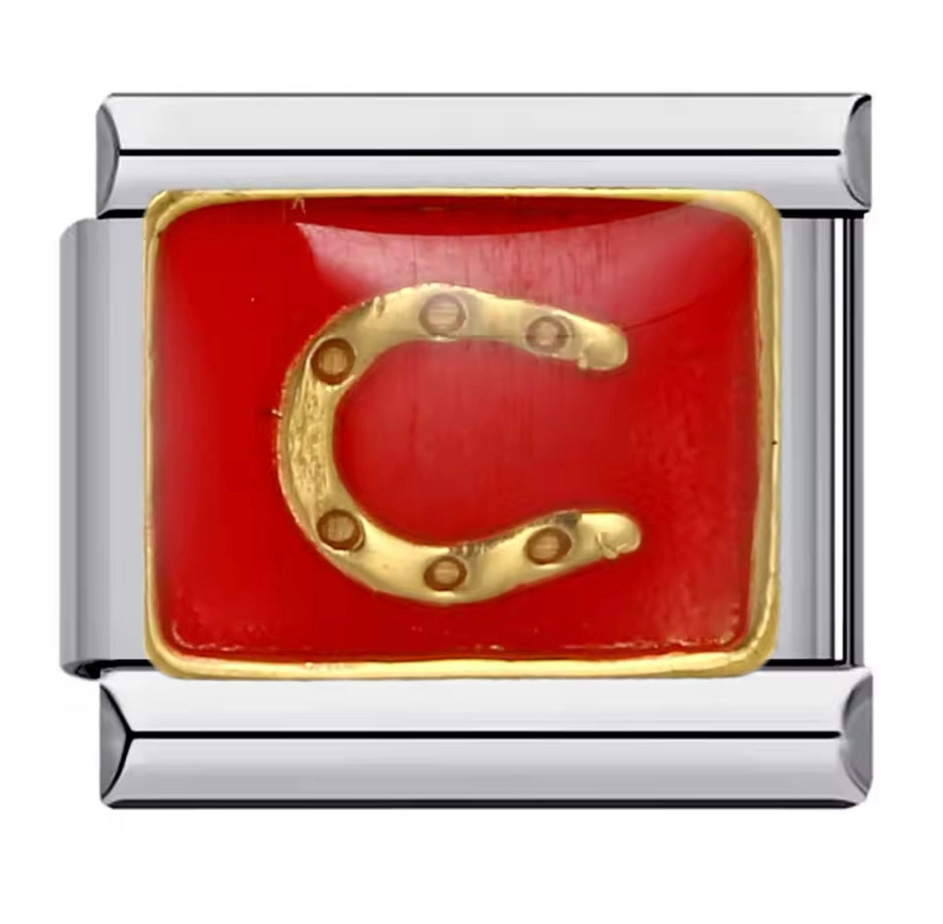 Lucky HorseShoe, Silver Italian Charm