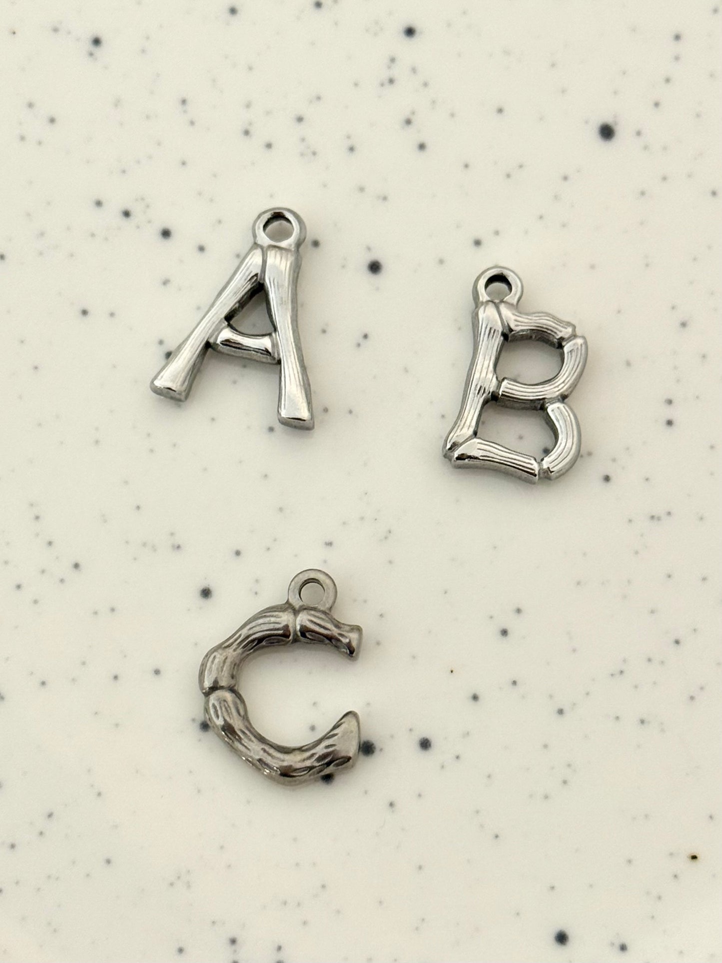 Silver Bamboo A-Z Letter Charms