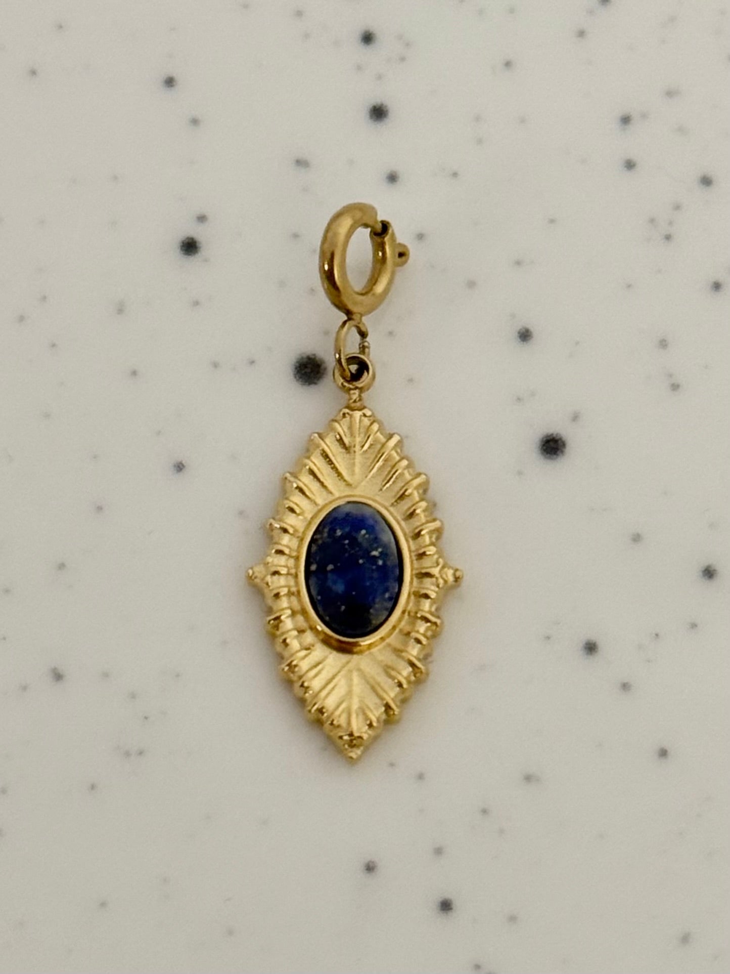 Oval Blue Stone Gold Charm