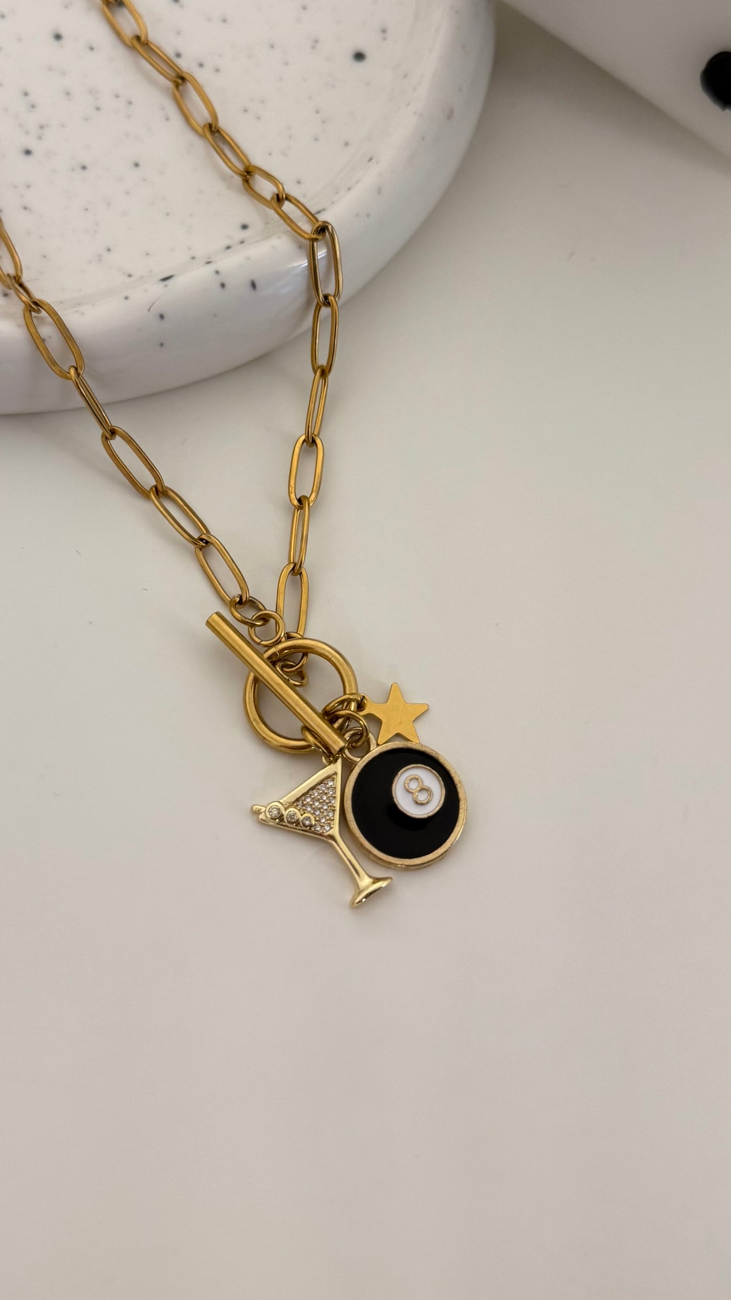 ‘A Game Of Dry Martini’ Charm Necklace