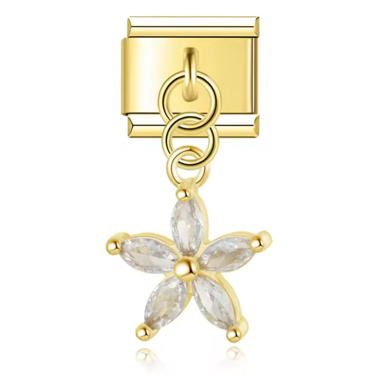 Gold Dangly Zircon Flower Italian Charm