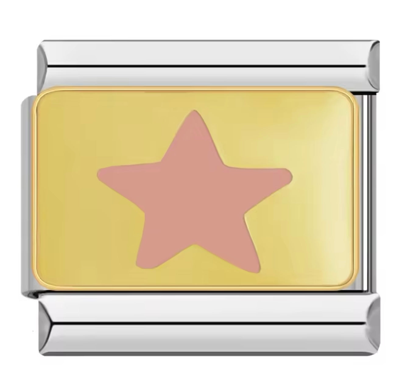 Pink Star Silver Italian Charm