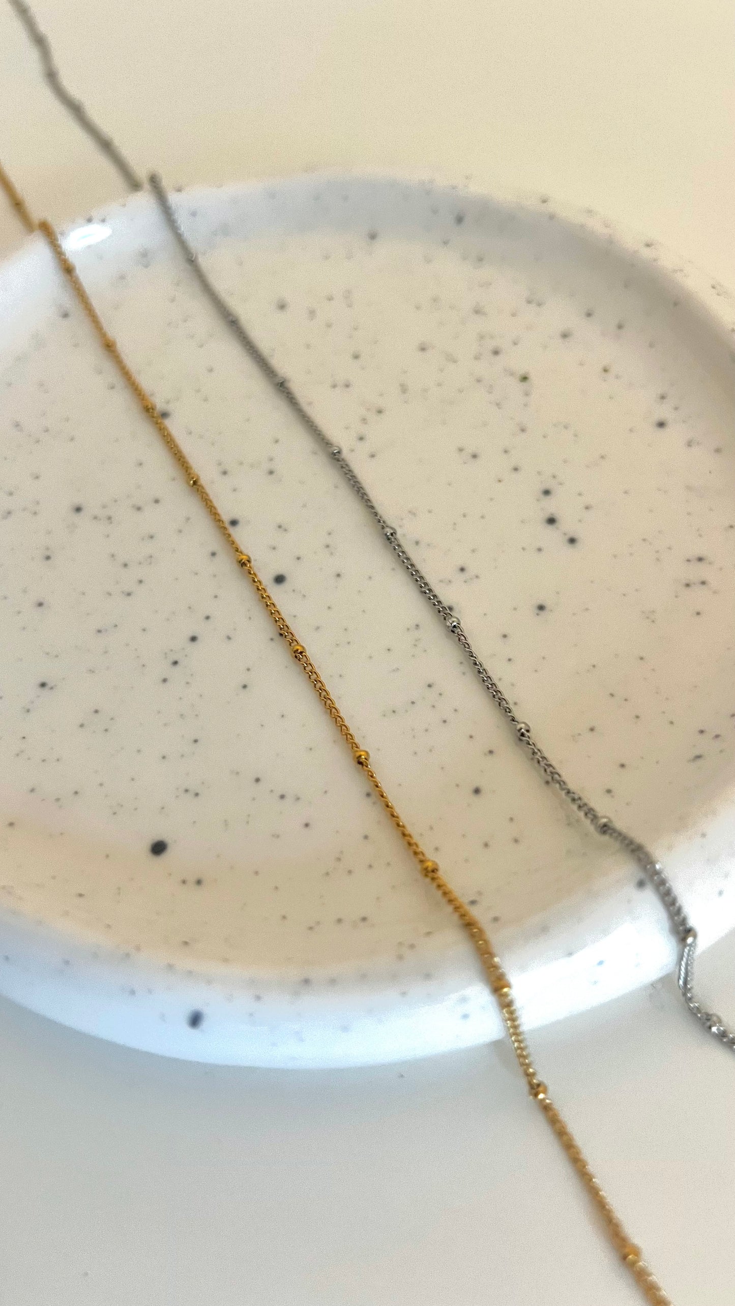 Stainless Steel Dangly Beaded Necklace Chain
