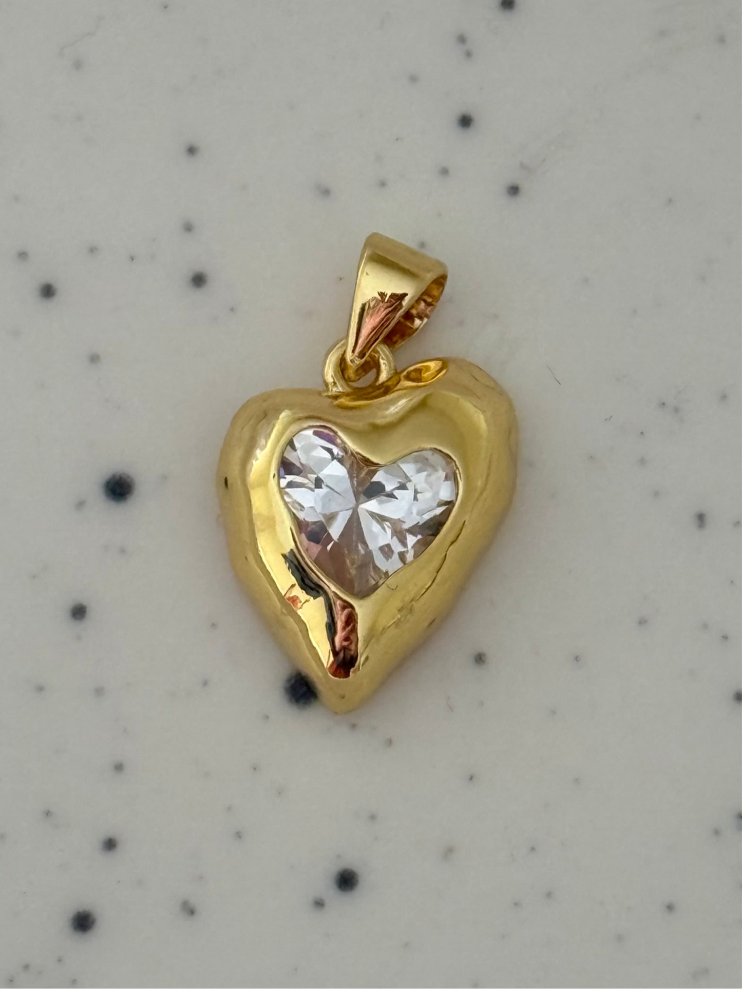 Melted Zirconia Gold Heart Charm