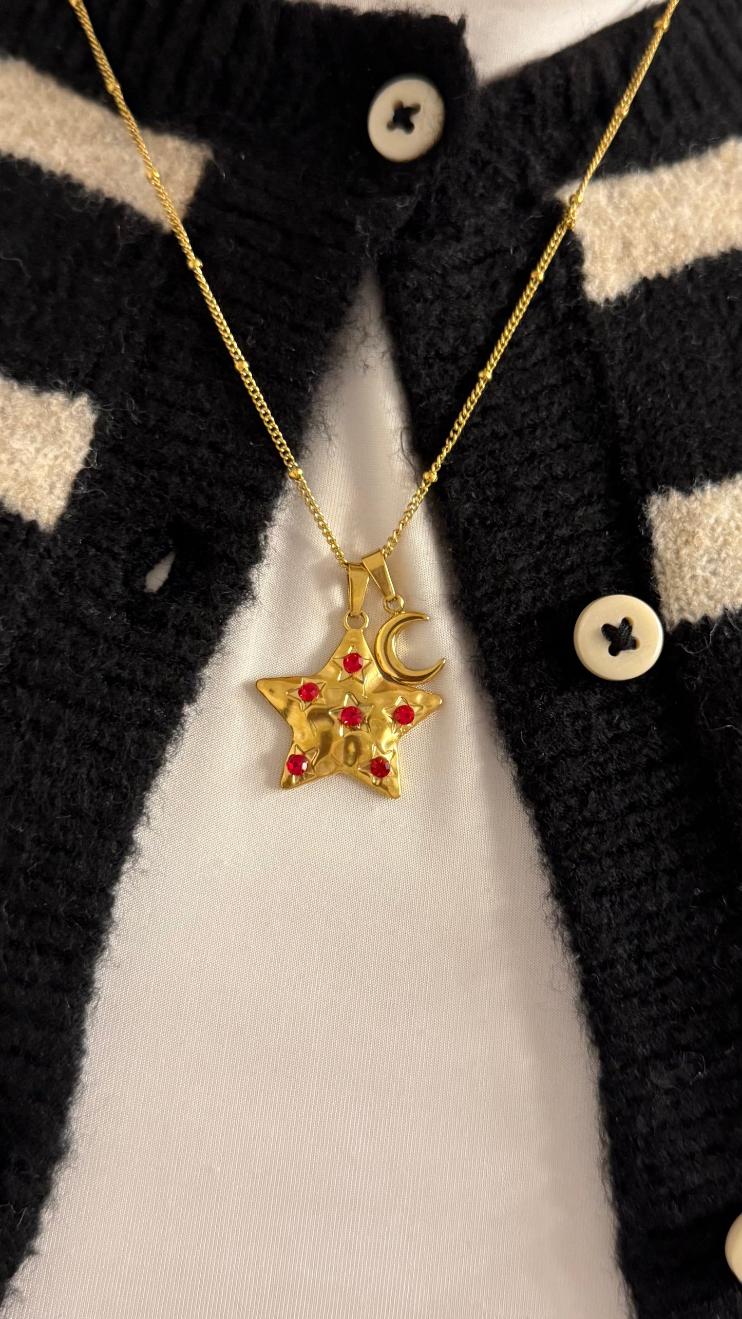 Red Eclipse Charm Necklace