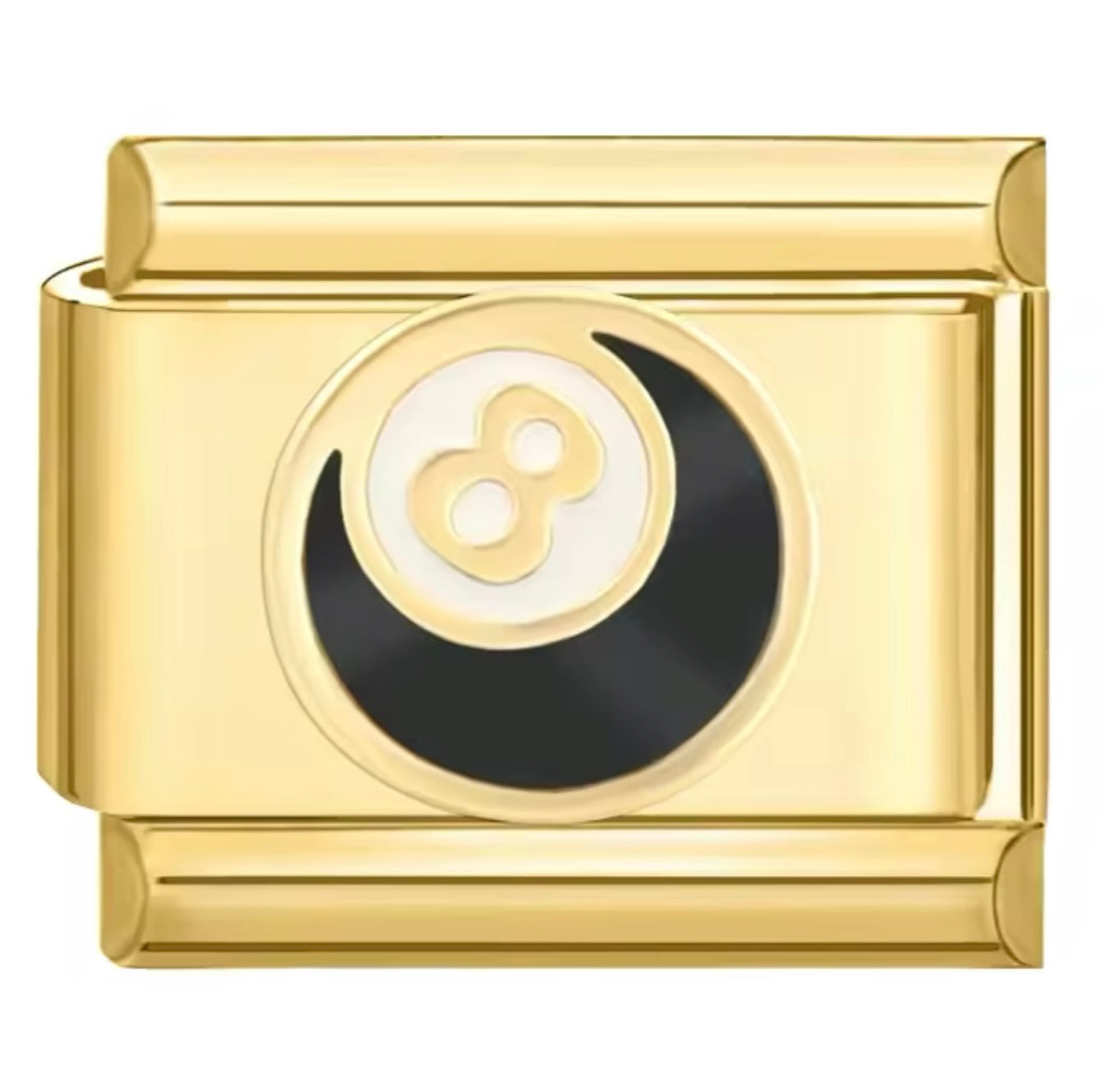 8 Ball Yellow Gold Italian Charm