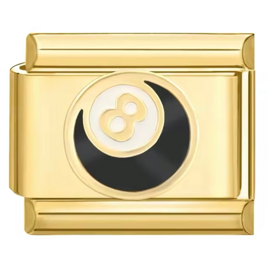 8 Ball Yellow Gold Italian Charm