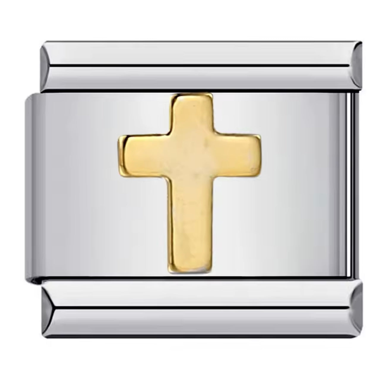 Gold Cross, Silver Italian Charm