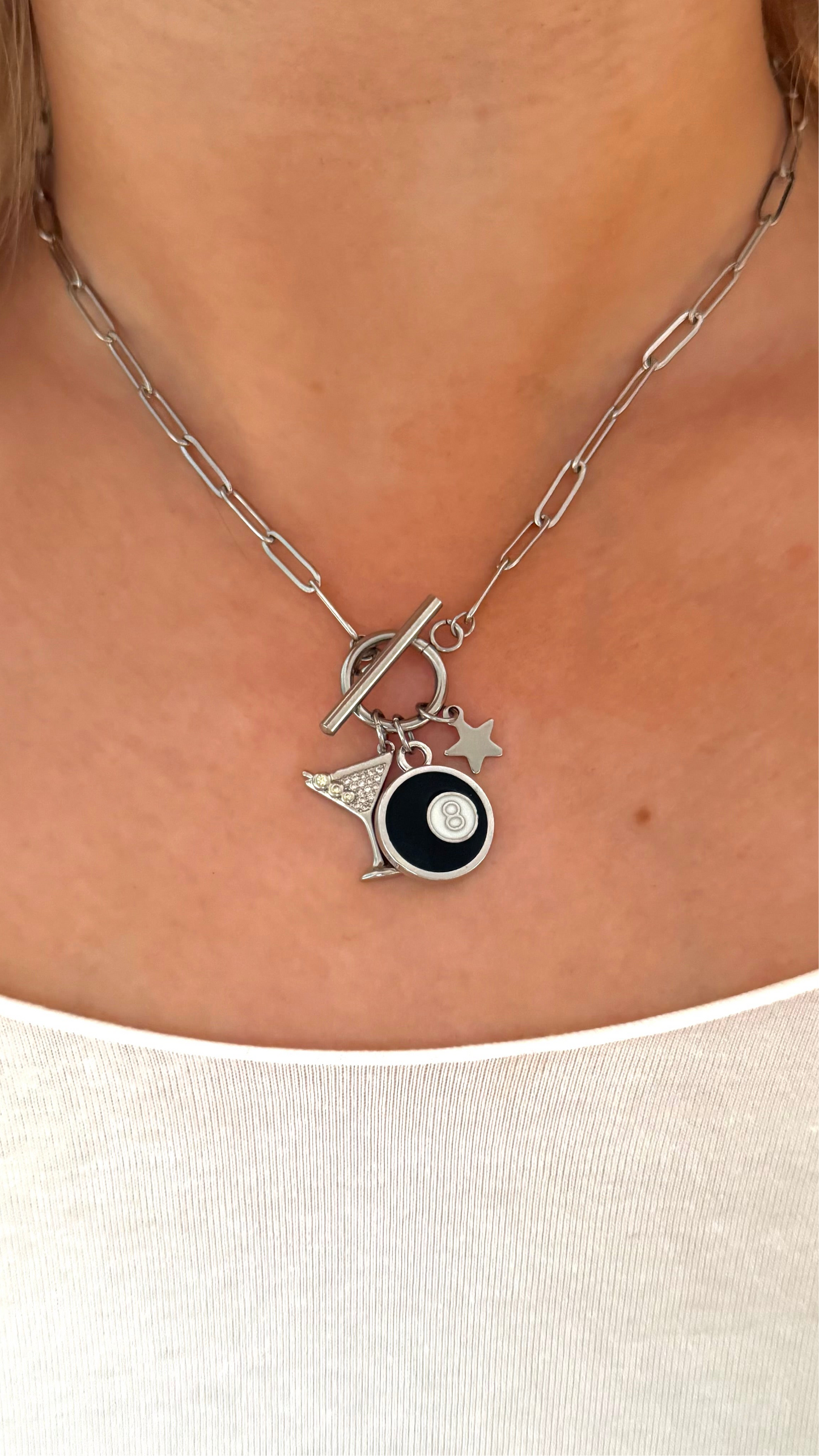 A Game Of Dry Martini Silver Charm Necklace