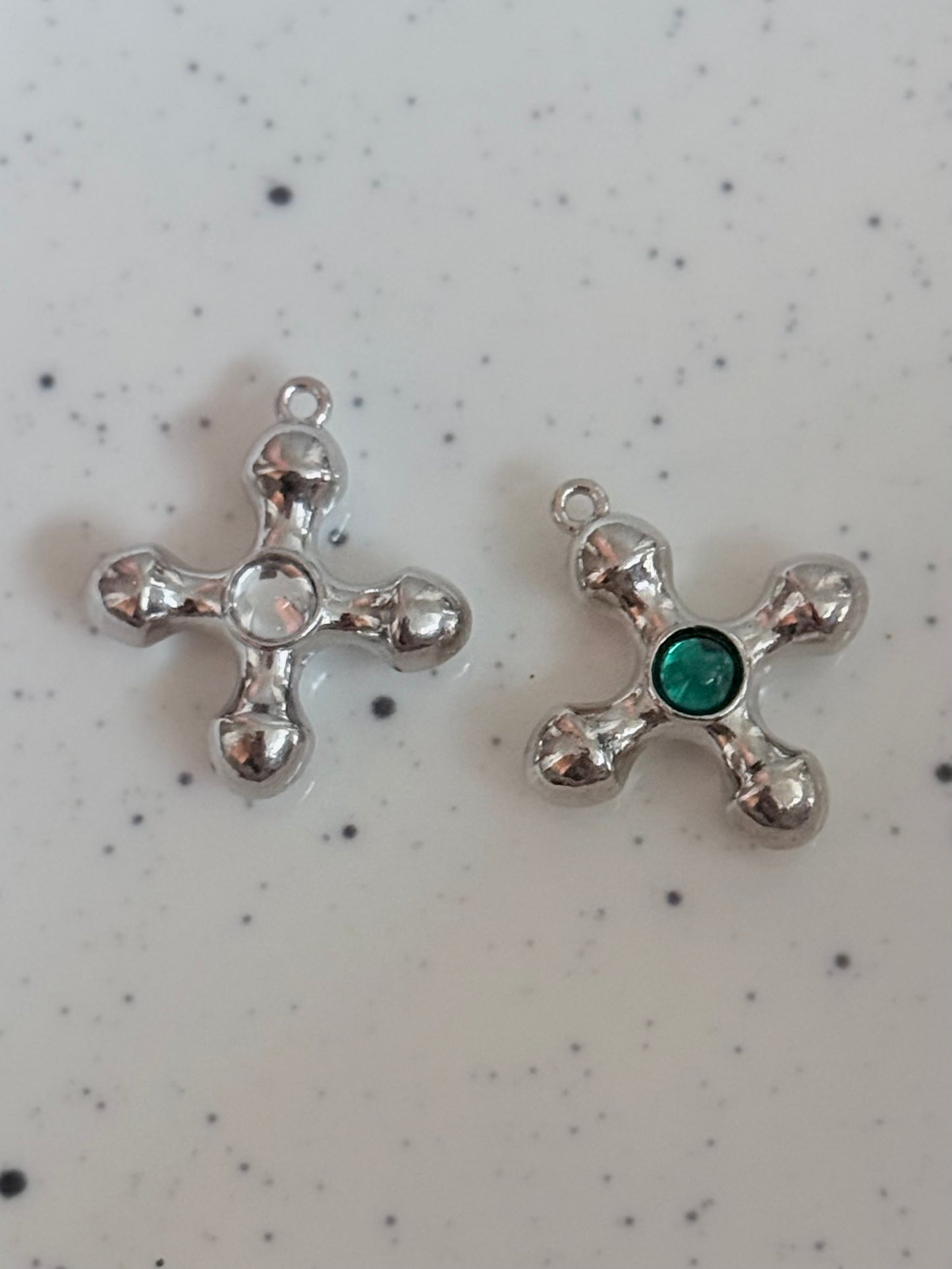 Silver Cross Bar Charms