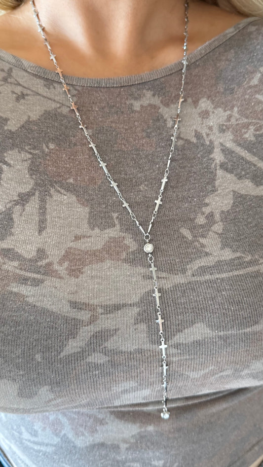 The “Have Faith Girl” Silver Lariat Necklace