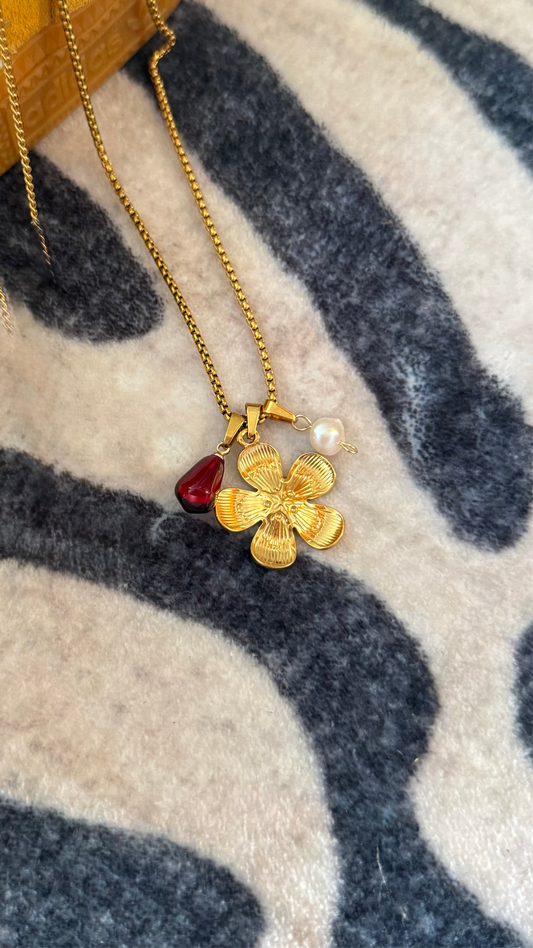 Fallin’ For You Stainless Steel Dangly Charm Necklace