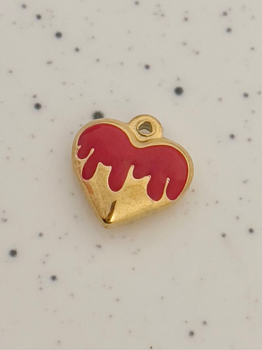 Melting Red & Gold Heart Charm