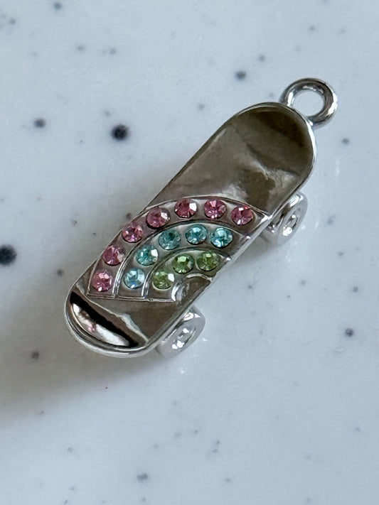 Silver Skateboard Charm