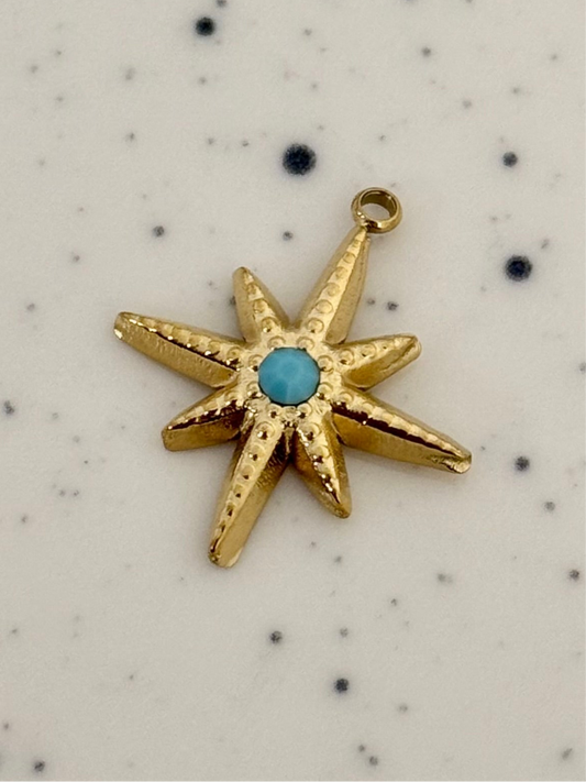 Turquoise Gold Star Charm