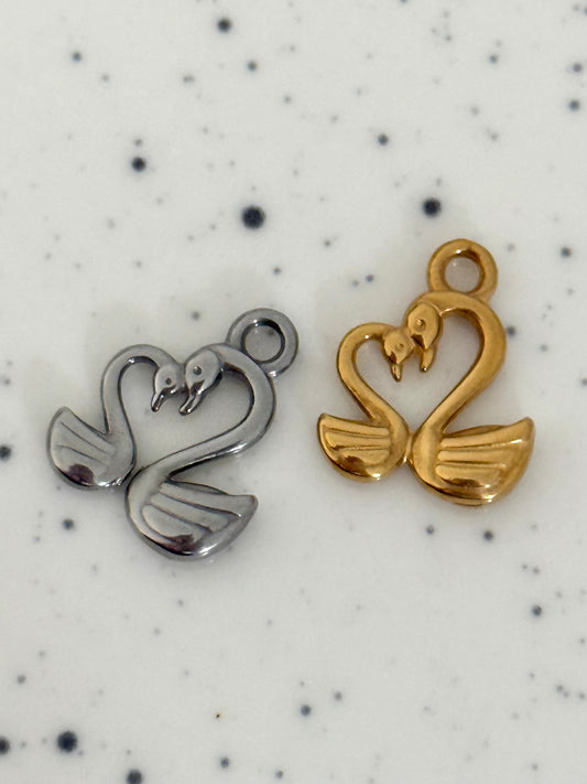Heart Swan Charm
