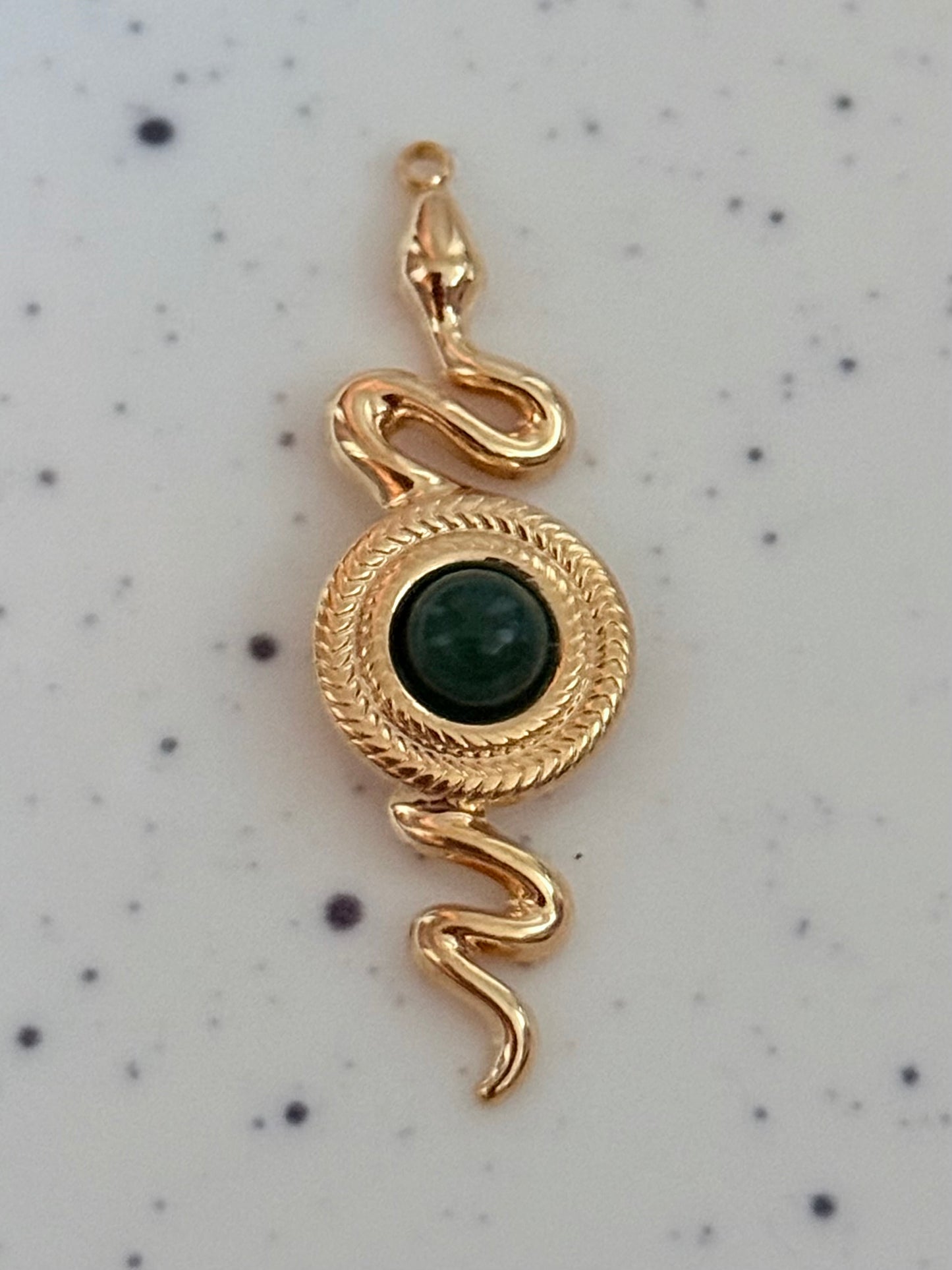 Gold Snake With Green Stone Detailing Charm