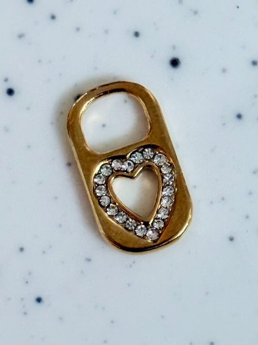 Gold Rhinestone Heart Can Tab Charm