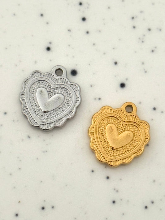 Woven Detail Heart Charm