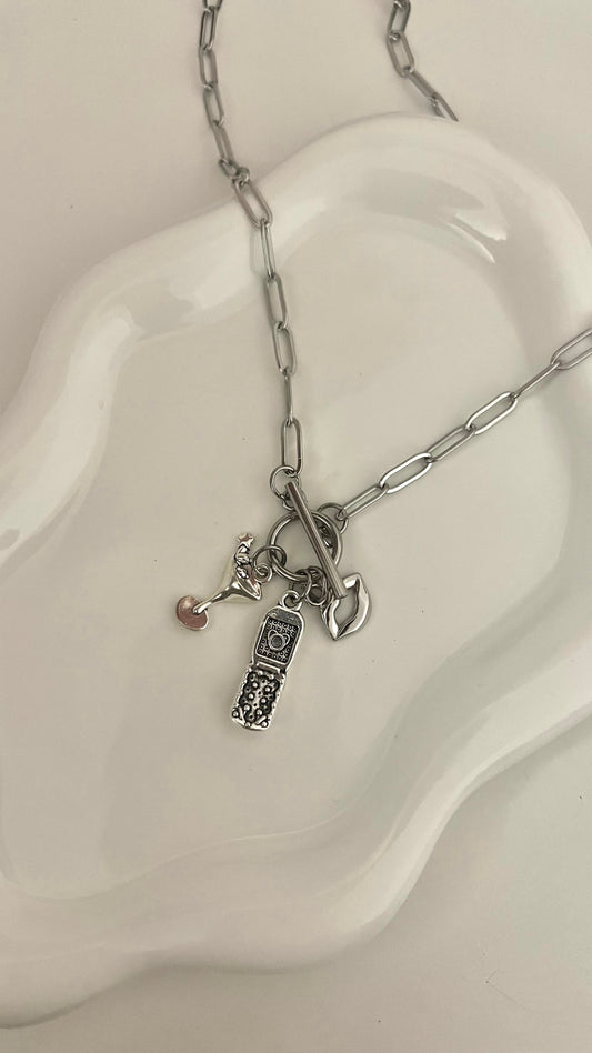 Y2K Babe T Chain Charm Necklace