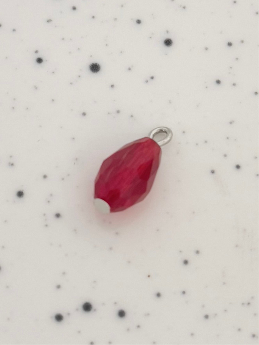 Silver Red Bead Charm