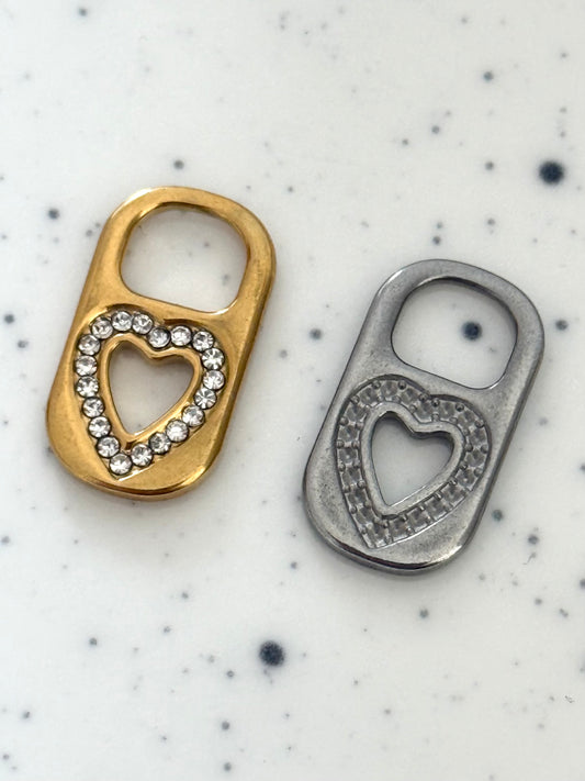 Rhinestone Heart Can Tab Charm