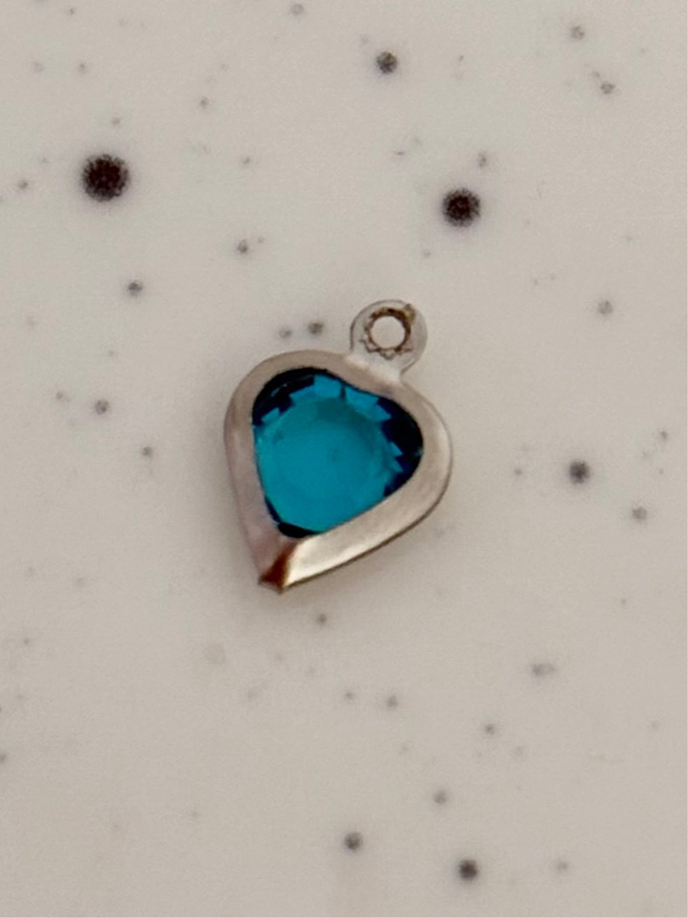 Blue Zirconia Heart Silver Charm