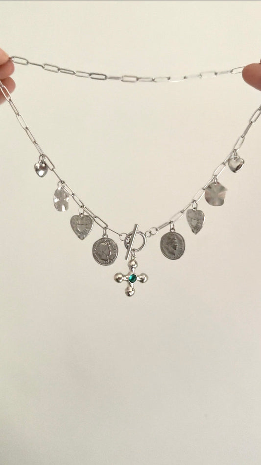 Camilla Silver Cross T Bar Charm Necklace