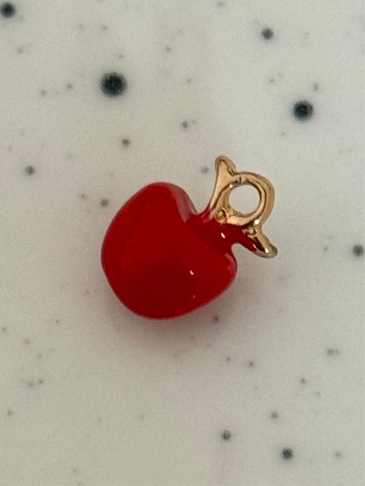 Small Red Apple Gold Charm