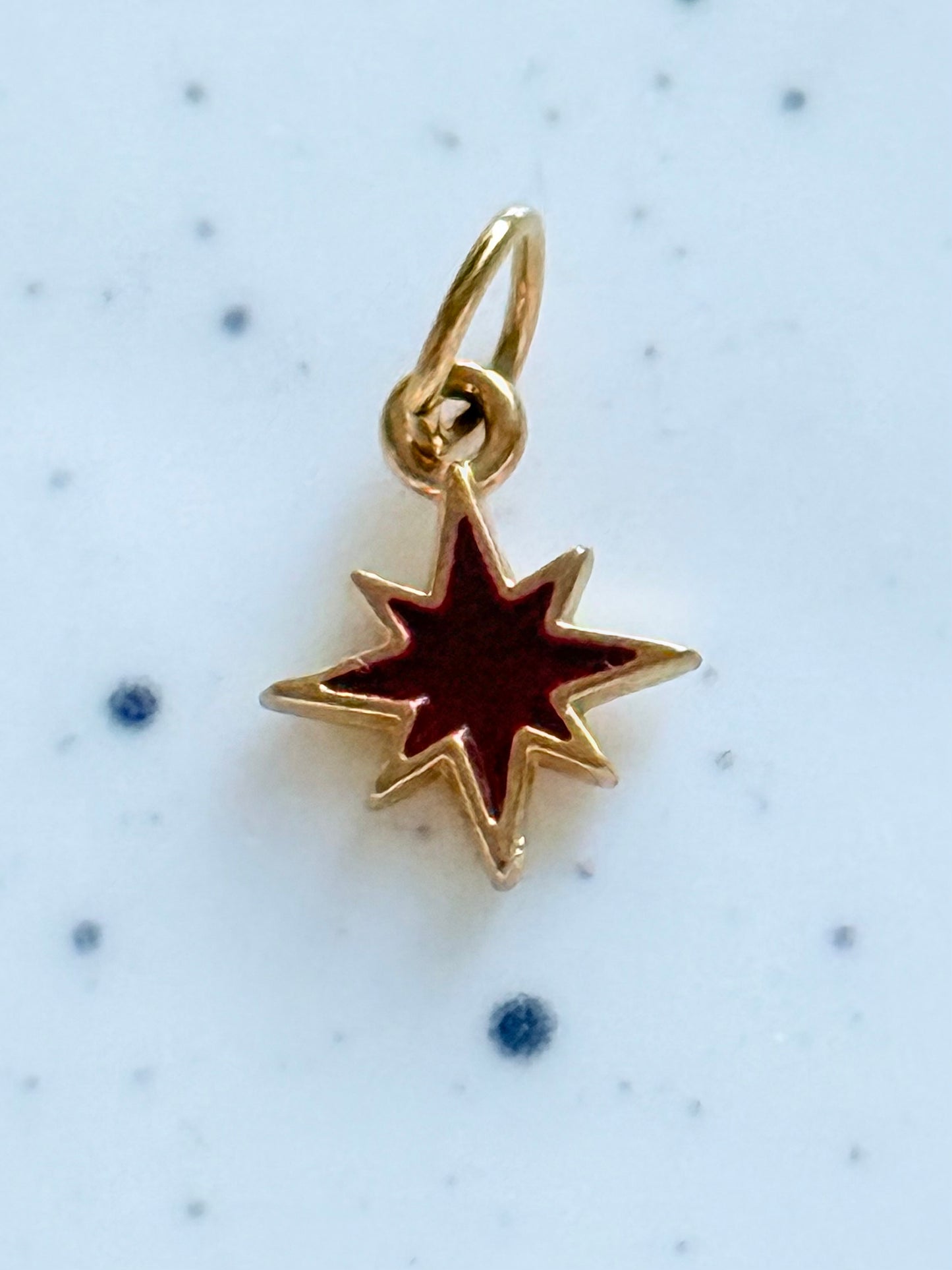 Gold & Red Pointed Star Charm