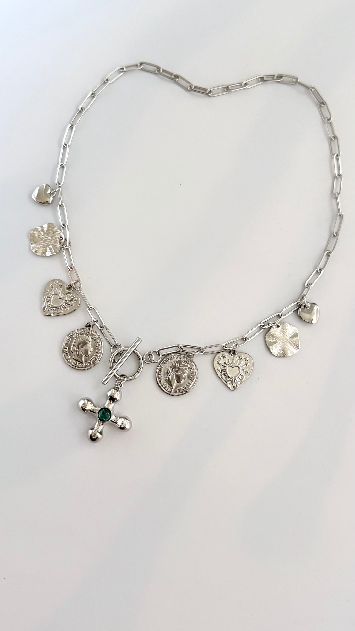 Camilla Silver Cross T Bar Charm Necklace