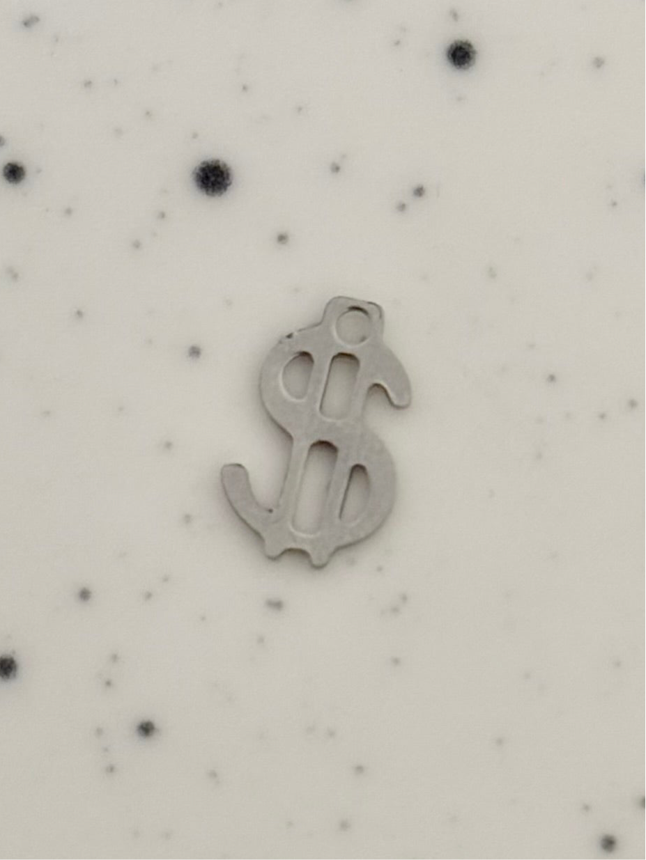 Silver Dollar Sign Charm