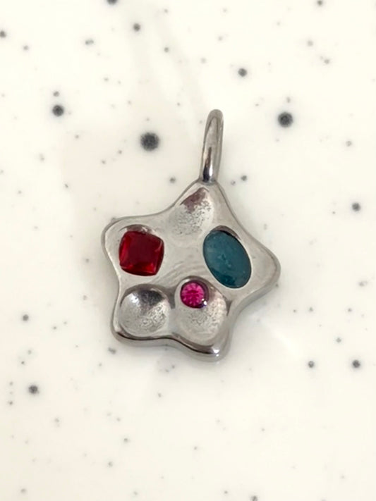 Silver Irregular Embellished Star Charm