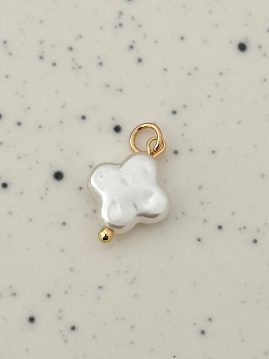 Gold Quatrefoil Clover Freshwater Pearl Charm