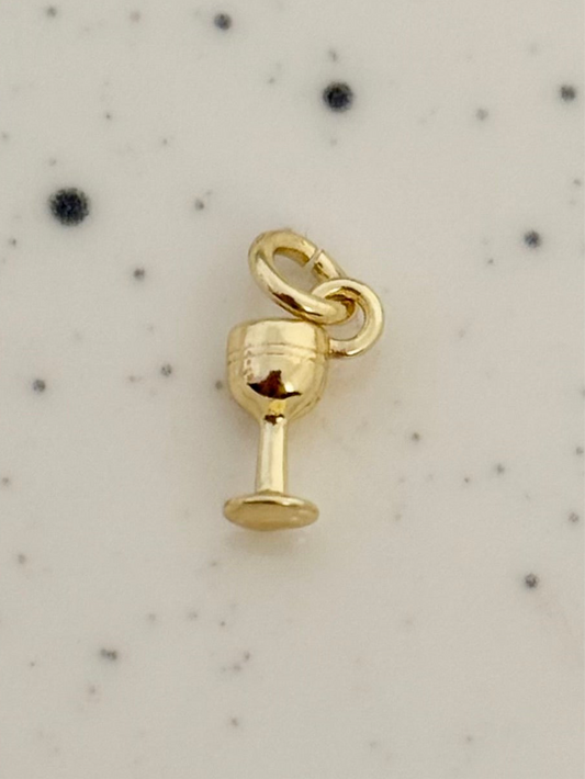 Tiny Gold Wine Glass Charm