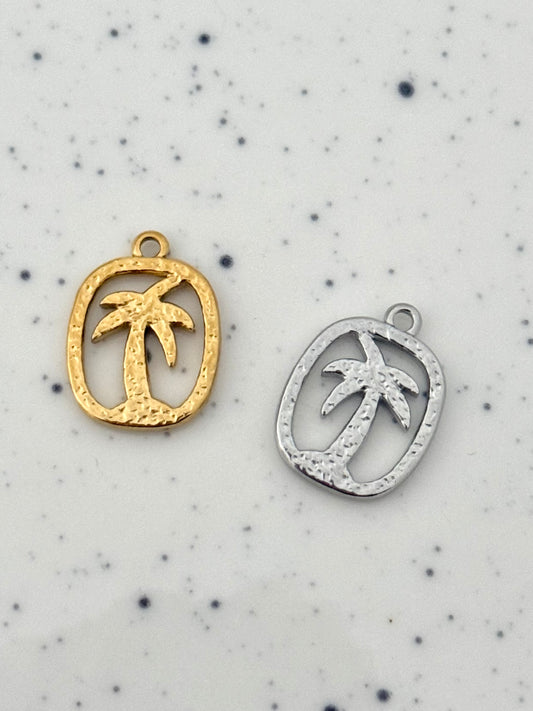 Framed Palm Tree Gold Charms