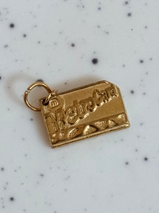 Gold Metro-card Charm