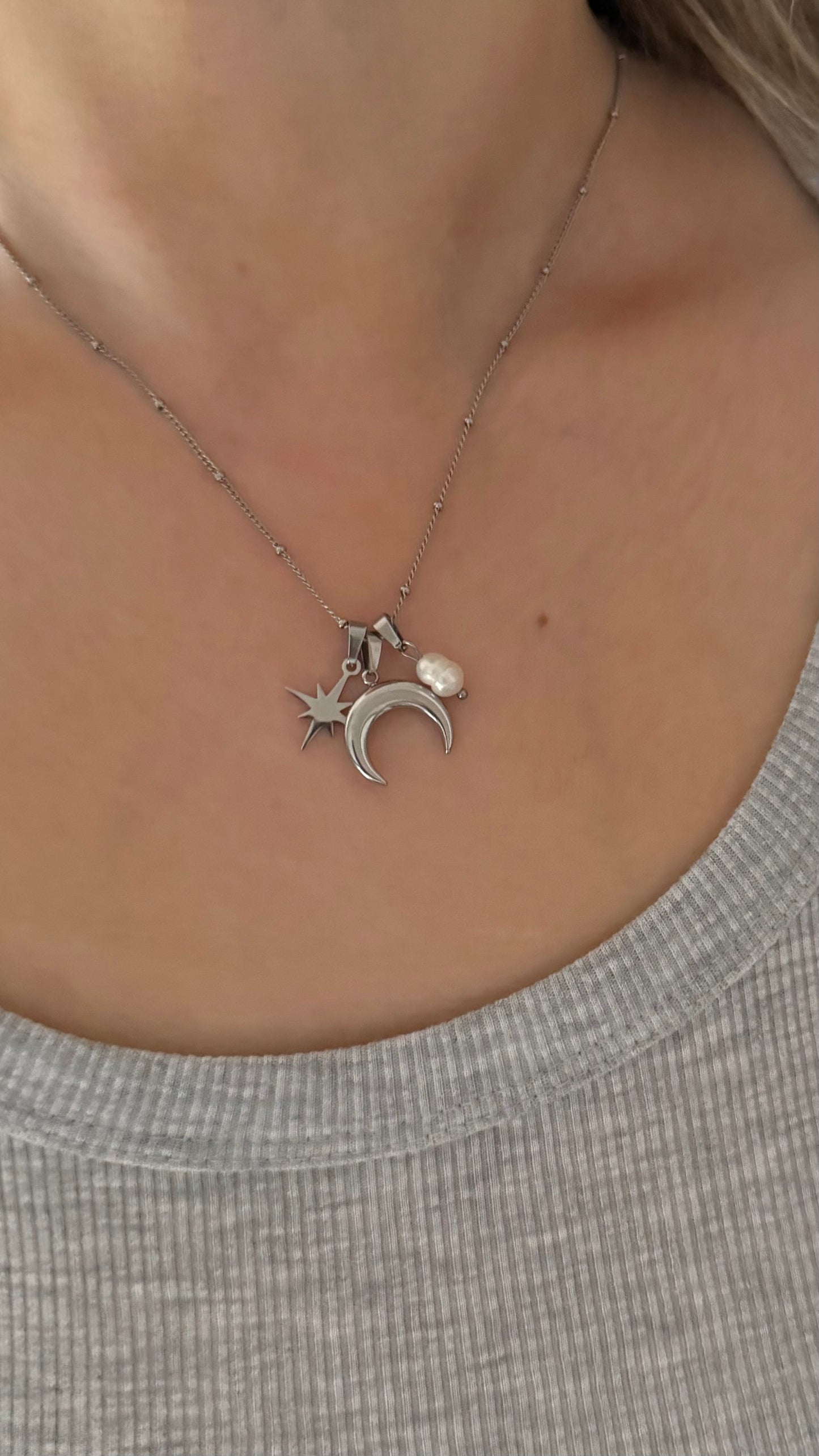 In The Clouds Silver Charm Necklace