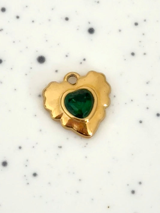 Green Gemstone Heart Charm