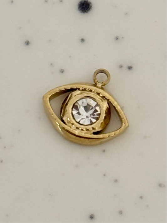 Tiny Gold Evil Eye Zircon Charm