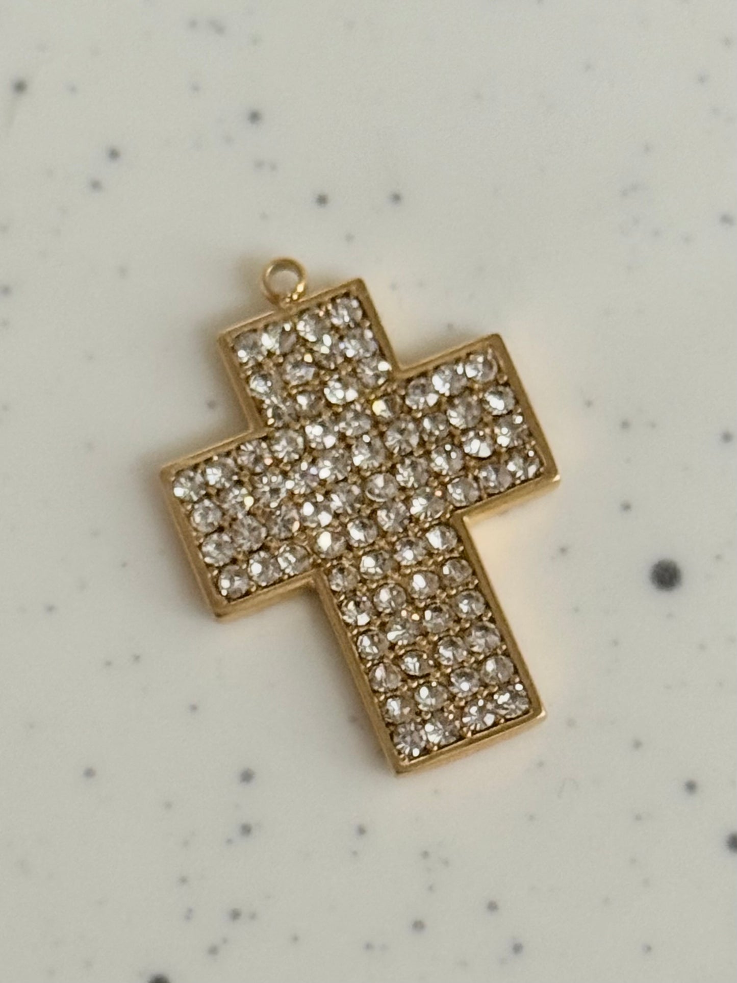 Gold Rhinestone Cross Charm