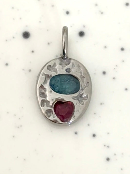 Silver Embellished Oval Charm