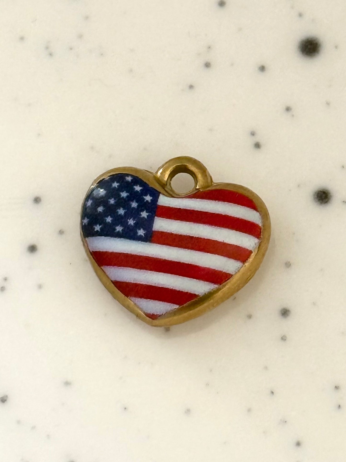 USA Gold Flag Heart Charm