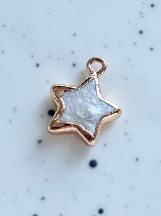Gold Freshwater Pearl Star Charm
