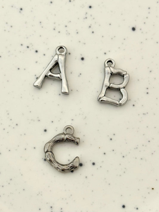 Silver Bamboo A-Z Letter Charms