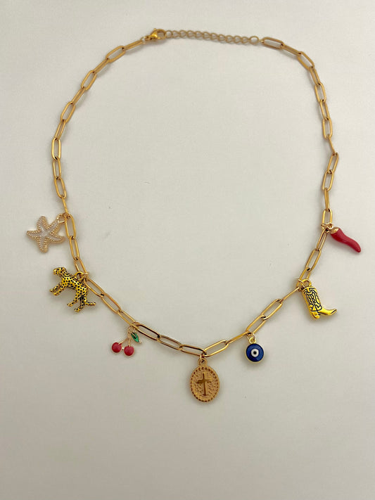 Gold Party Animal Charm Necklace