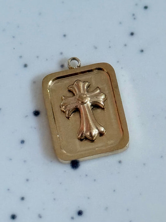 Gold Cross Framed Charm